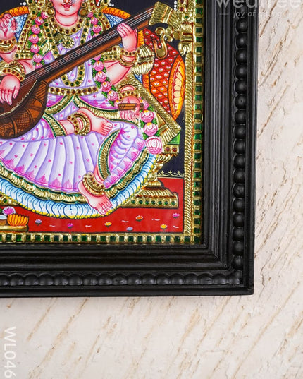 Tanjore Painting - Saraswathi - Flat (Gold Foil) - 15x12 inch - WL0461 - Tanjore Painting