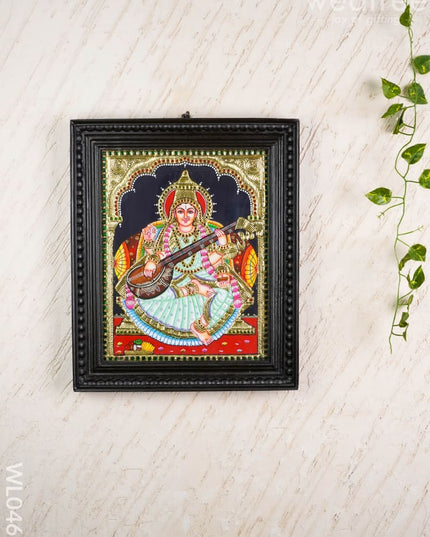 Tanjore Painting - Saraswathi - Flat (Gold Foil) - 15x12 inch - WL0461 - Tanjore Painting