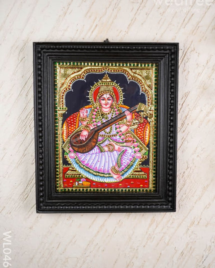 Tanjore Painting - Saraswathi - Flat (Gold Foil) - 15x12 inch - WL0461 - Tanjore Painting