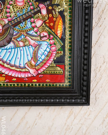 Tanjore Painting - Saraswathi - Flat (Gold Foil) - 15x12 inch - WL0461 - Tanjore Painting