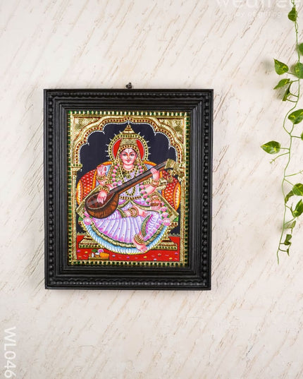 Tanjore Painting - Saraswathi - Flat (Gold Foil) - 15x12 inch - WL0461 - Tanjore Painting