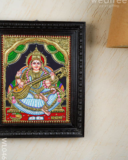Tanjore Painting - Saraswathi - Flat (Gold Foil) - 15x12 inch - WL0461 - Tanjore Painting