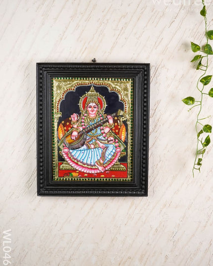 Tanjore Painting - Saraswathi - Flat (Gold Foil) - 15x12 inch - WL0461 - Tanjore Painting