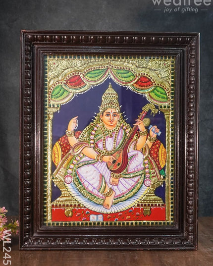 Tanjore Painting Saraswathi - 18X14 Inches Wl2455