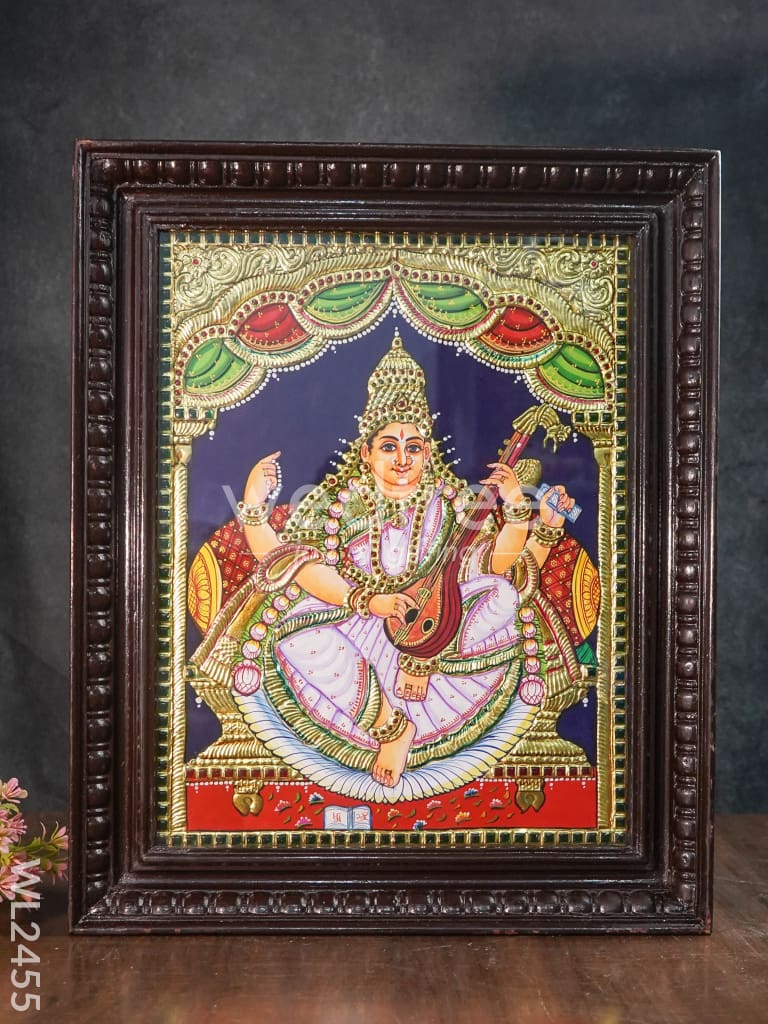 Tanjore Painting Saraswathi - 18X14 Inches Wl2455