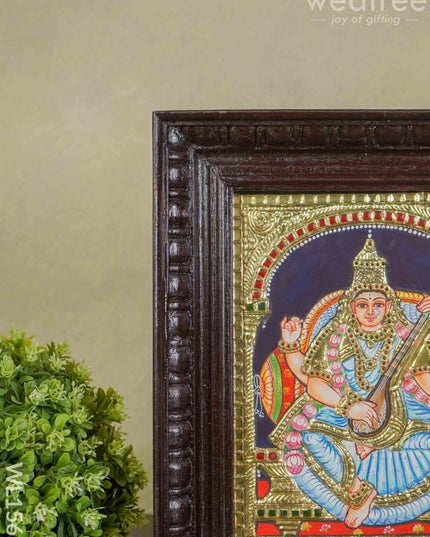Tanjore Painting Saraswathi - 8 X 10 Inches Wl1561