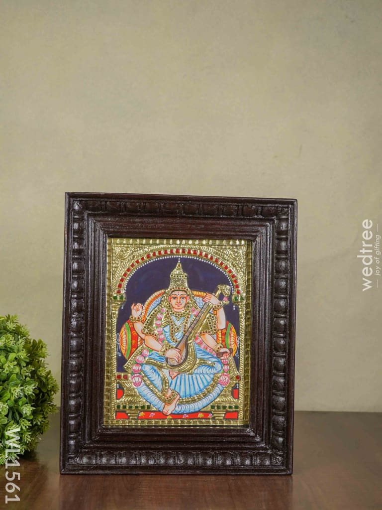 Tanjore Painting Saraswathi - 8 X 10 Inches Wl1561