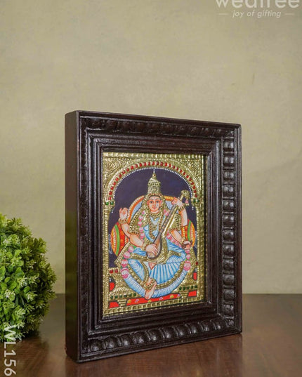Tanjore Painting Saraswathi - 8 X 10 Inches Wl1561