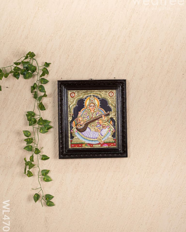 Tanjore Painting - Saraswathi - Semi Embossed - 12x10 inch - WL4701 - Tanjore Painting