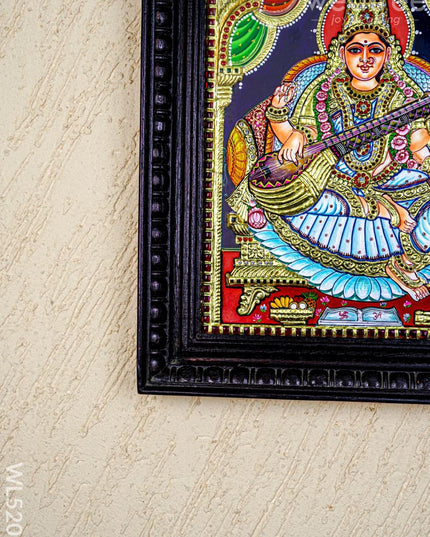 Tanjore Painting - Saraswathi - Semi Embossed - 15x12 inch - WL5202 - Tanjore Painting