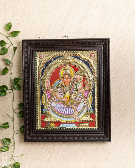 Tanjore Painting - Saraswathi - Semi Embossed - 15x12 inch - WL5202 - Tanjore Painting