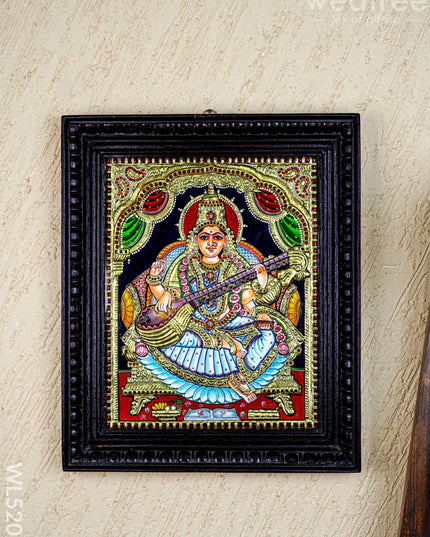 Tanjore Painting - Saraswathi - Semi Embossed - 15x12 inch - WL5202 - Tanjore Painting