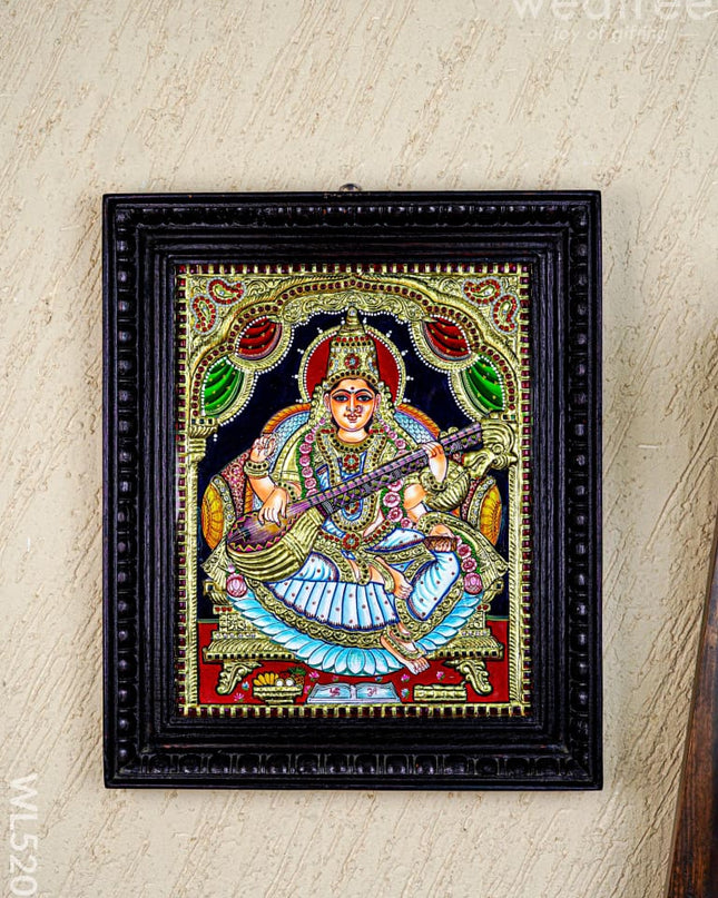 Tanjore Painting - Saraswathi - Semi Embossed - 15x12 inch - WL5202 - Tanjore Painting