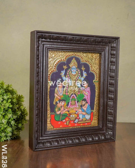Tanjore Painting - Satya Narayana Pooja - Flat (Gold Foil) - 10x8 inch - WL4260 Tanjore Painting