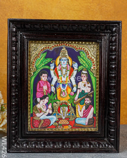 Tanjore Painting - Vishnu 10 X 8 Inch Flat [Gold Foil] Wl4260