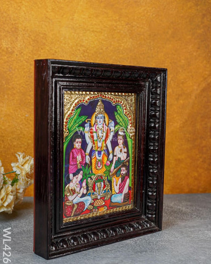 Tanjore Painting - Vishnu 10 X 8 Inch Flat [Gold Foil] Wl4260