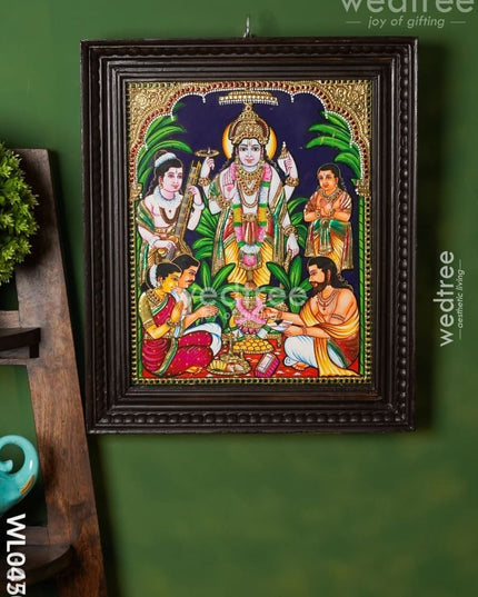 Tanjore Painting - Satya Narayana Pooja - Flat (Gold Foil) - 18x14 inch - WL3051 Tanjore Painting