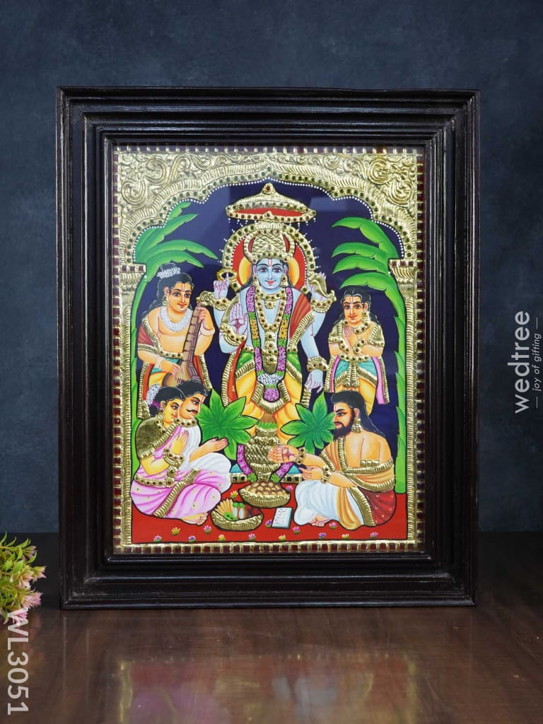 Tanjore Painting Satya Narayana Pooja - 18 X 14 Inch Wl3051