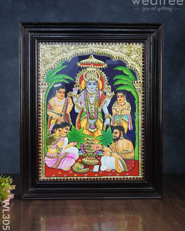 Tanjore Painting Satya Narayana Pooja - 18 X 14 Inch Wl3051