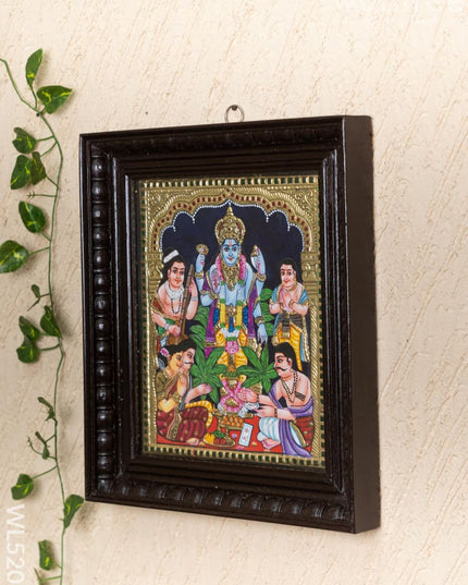 Tanjore Painting - Satyanarayana - Flat (Gold Foil) - 12x10 inch - WL5206 - Tanjore Painting