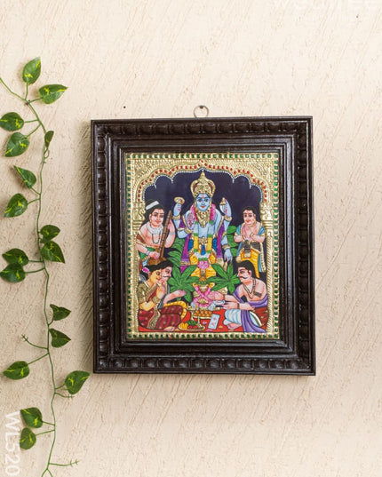 Tanjore Painting - Satyanarayana - Flat (Gold Foil) - 12x10 inch - WL5206 - Tanjore Painting