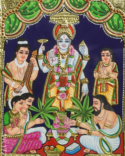 Tanjore Painting Satyanarayana Swamy 15X12 - Wl1720