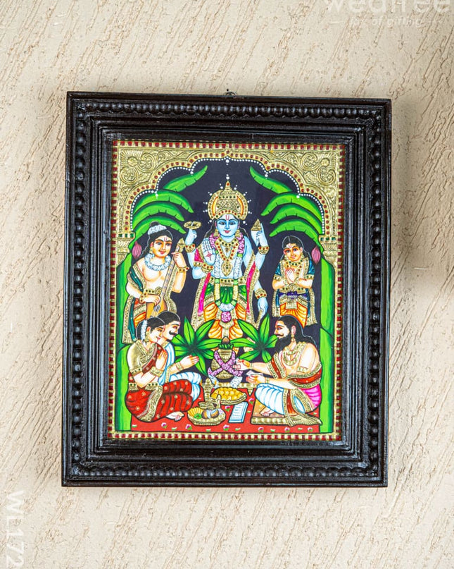 Tanjore Painting - Satyanarayana - Flat (Gold Foil) - 15x12inch - WL1720 - Tanjore Painting