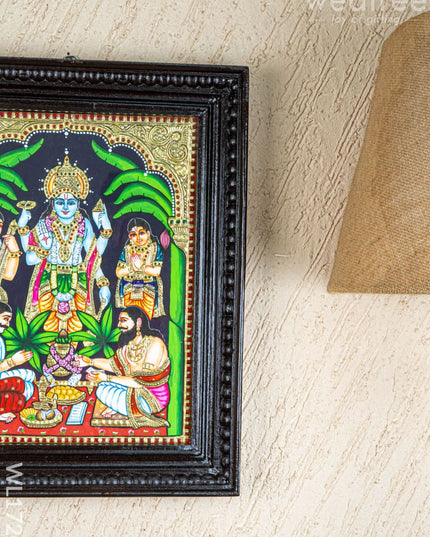 Tanjore Painting - Satyanarayana - Flat (Gold Foil) - 15x12inch - WL1720 - Tanjore Painting
