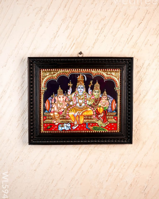 Tanjore Painting - Shiv-Parivar - Flat (Gold Foil) - 15x12 inch - WL5948 - Tanjore Painting