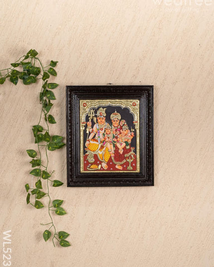 Tanjore Painting - Shiv Parivar - Semi Embossed - 12x10 inch - WL5235 - Tanjore Painting