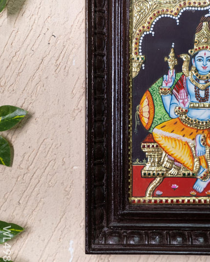 Tanjore Painting - Shivan-Parvati - Flat (Gold Foil) - 10x8 inch - WL4984 - Tanjore Painting