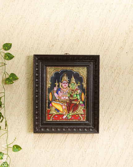 Tanjore Painting - Shivan Parvathi - Flat - 10*8 inch - WL4984 Tanjore Painting