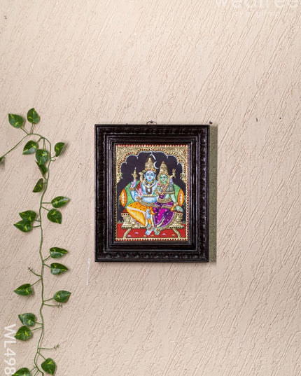 Tanjore Painting - Shivan-Parvati - Flat (Gold Foil) - 10x8 inch - WL4984 - Tanjore Painting