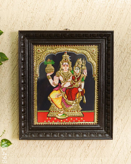Tanjore Painting - Shivan Parvathi - Flat - 12*10 inch - WL4985 Tanjore Painting