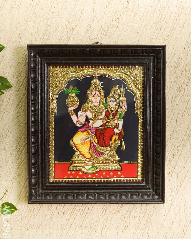 Tanjore Painting - Shivan Parvathi - Flat - 12*10 inch - WL4985 Tanjore Painting
