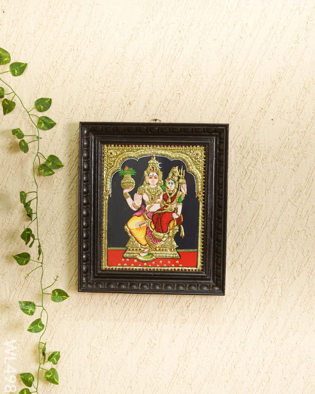 Tanjore Painting - Shivan Parvathi - Flat - 12*10 inch - WL4985 Tanjore Painting