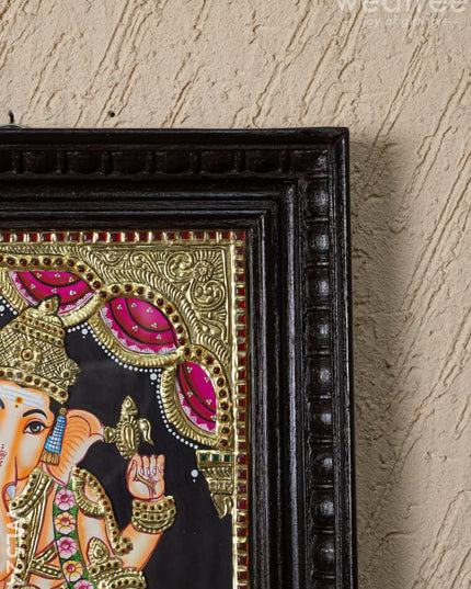Tanjore Painting - Standing Ganesha - Flat (Gold foil) - 15x12 inch - WL5240 - Tanjore Painting