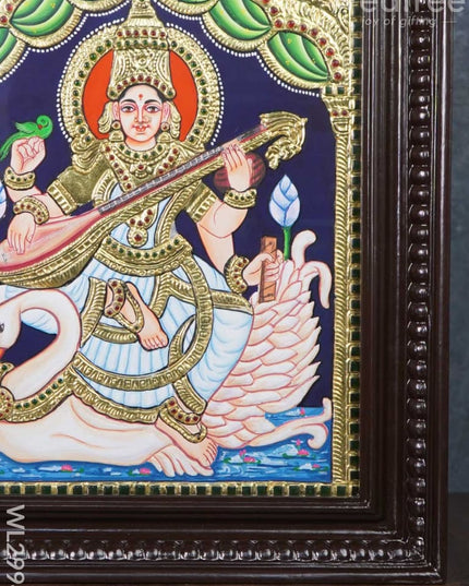 Tanjore Painting Saraswathi With Swan - 15 X 12 Inch Wl2994