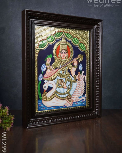 Tanjore Painting Saraswathi With Swan - 15 X 12 Inch Wl2994
