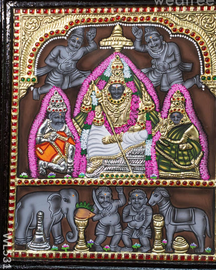 Tanjore Painting - Thiruparankundram Murugan - Flat (Gold Foil) - 12x10 inch - WL5312 - Tanjore Painting