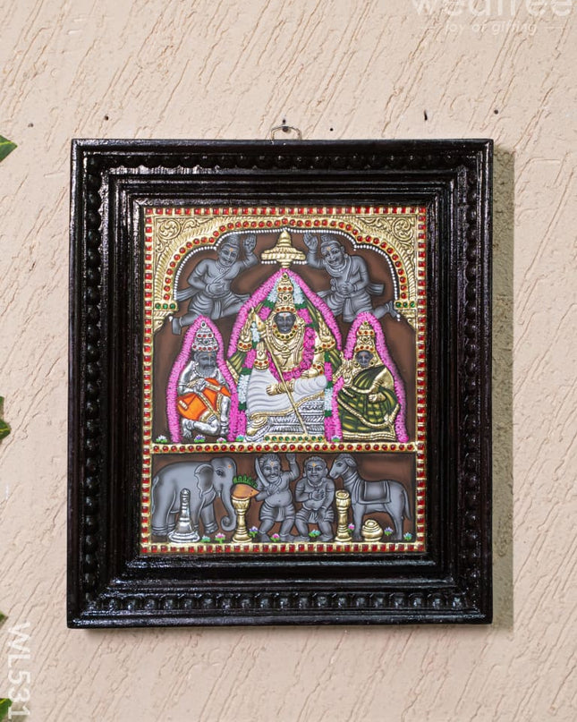 Tanjore Painting - Thiruparankundram Murugan - Flat (Gold Foil) - 12x10 inch - WL5312 - Tanjore Painting