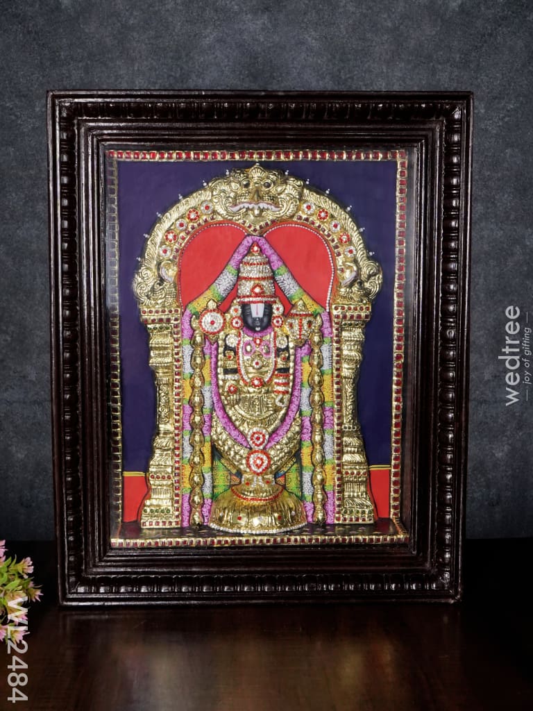 Tanjore Painting Tirupathi Balaji - Embossed 18 X 14 Wl2484