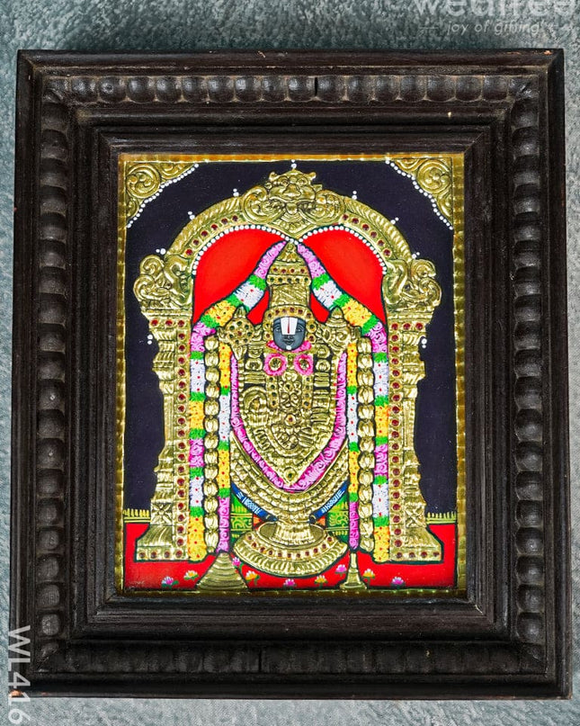Tanjore Painting - Tirupati Balaji 10 X 8 Inch Flat [Gold Foil] Wl4163