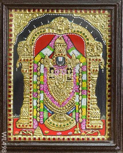 Tanjore Painting - Tirupathi Balaji - Flat - 10*8 inch - WL4988 Tanjore Painting