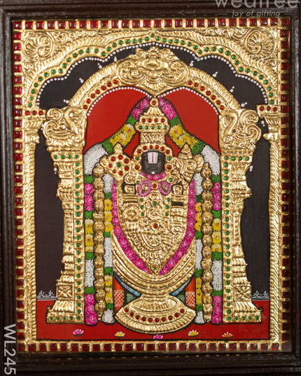 Tanjore Painting - Tirupathi Balaji - Flat (Gold Foil) - 12x10 inch - WL2457 Tanjore Painting