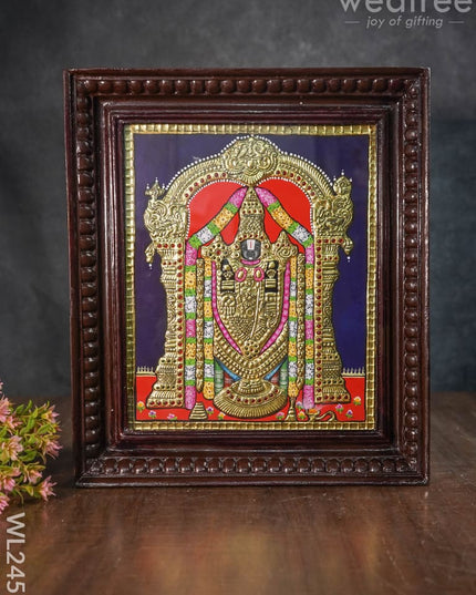 Tanjore Painting - Tirupathi Balaji - Flat (Gold Foil) - 12x10 inch - WL2457 - Tanjore Painting