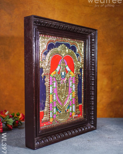 Tanjore Painting - Tirupati Balaji 15 X 12 Inch Flat [Gold Foil] Wl3970