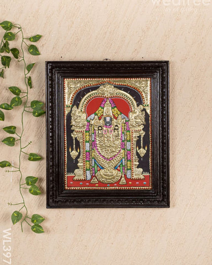 Tanjore Painting - Tirupathi Balaji - Flat (Gold Foil) - 15x12 inch - WL3970 - Tanjore Painting
