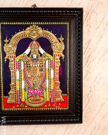 Tanjore Painting - Tirupathi Balaji - Flat (Gold Foil) - 15x12 inch - WL3970 - Tanjore Painting