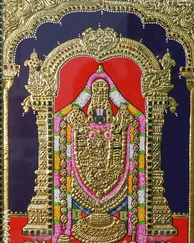 Tanjore Painting Tirupathi Balaji - 18X14 Inches Wl2456